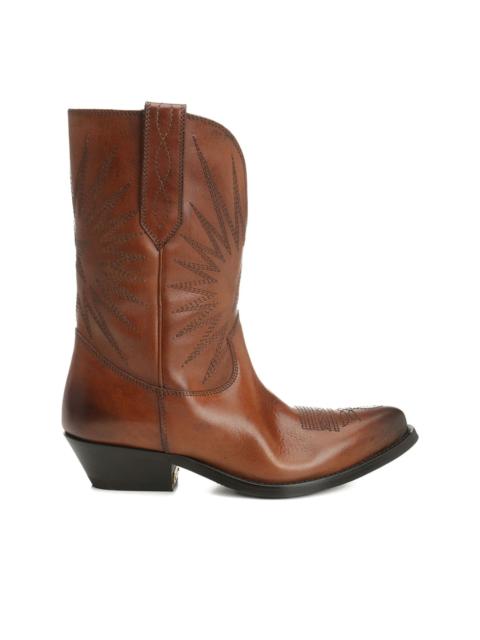 star-embroidered leather boots