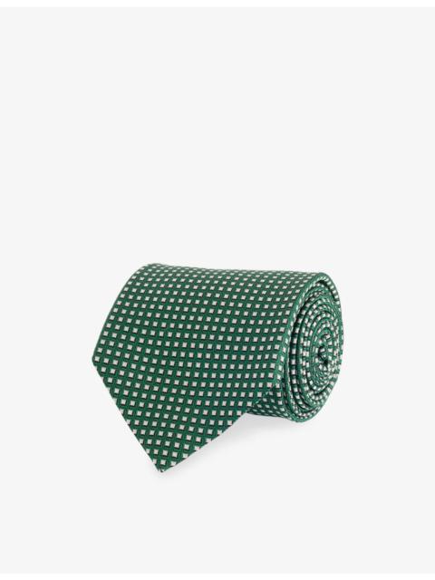Check-Print Textured Silk Tie