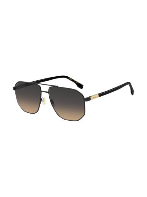 BLACK SUNGLASSES WITH GOLD-TONE LOGO INSERT