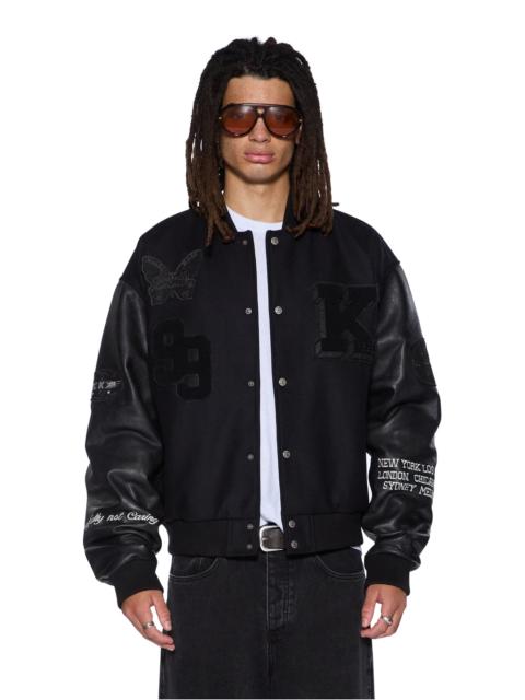 PATCHED VARSITY JACKET BLACK