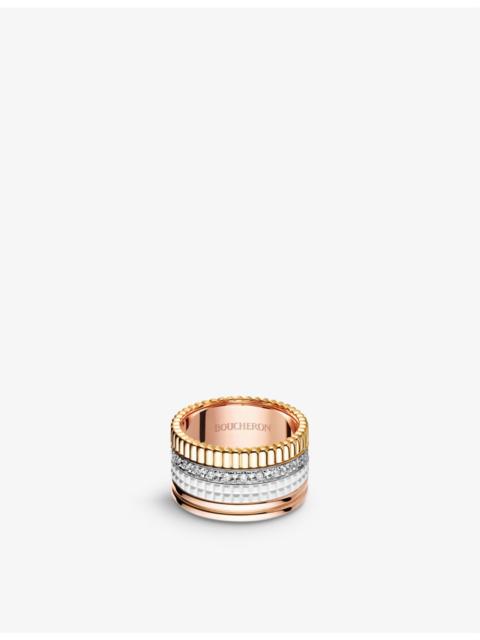 Quatre 18ct white, yellow and pink gold, 0.49ct diamond and ceramic ring