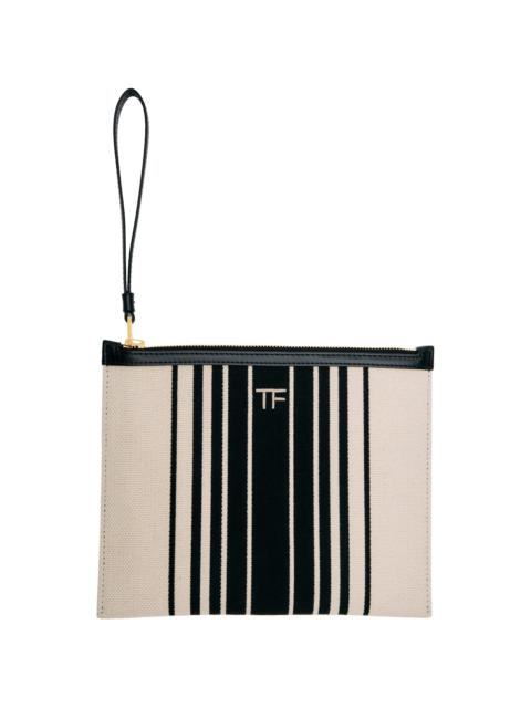 Beige & Black Wristlet Pouch