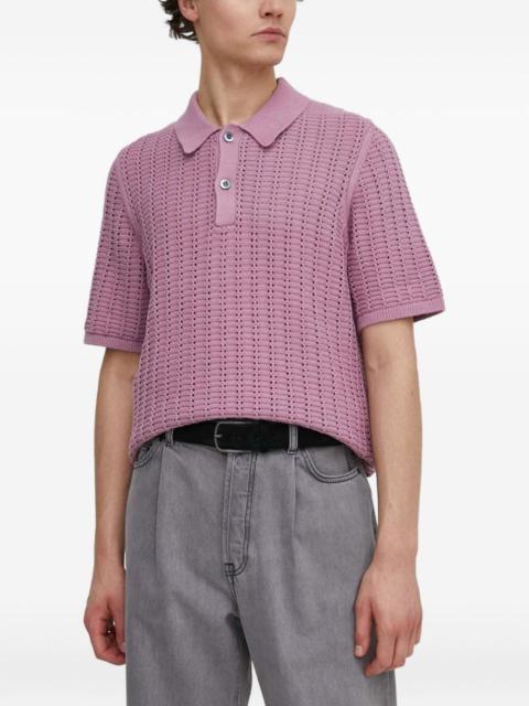 open-knit short-sleeve polo shirt