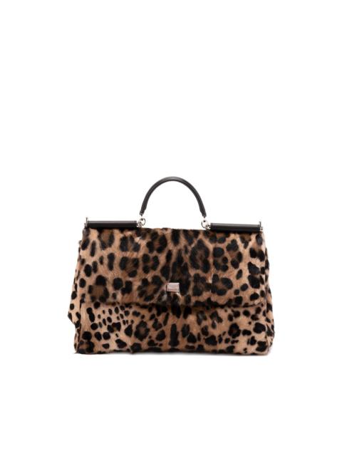 leopard-print tote bag