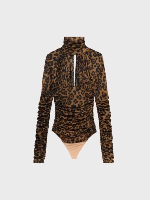 ANIMAL-PRINT JERSEY BODYSUIT WITH CUT-OUT