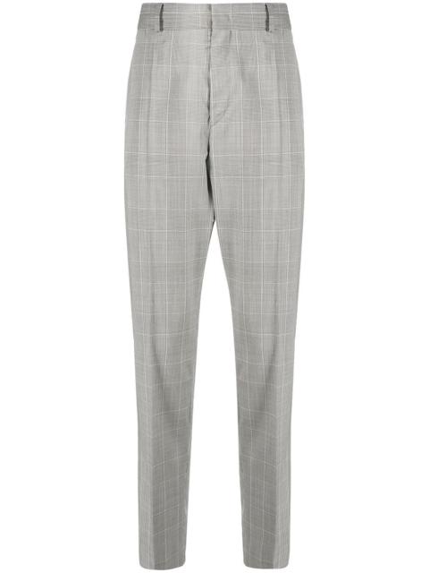 check-print cotton tailored trousers