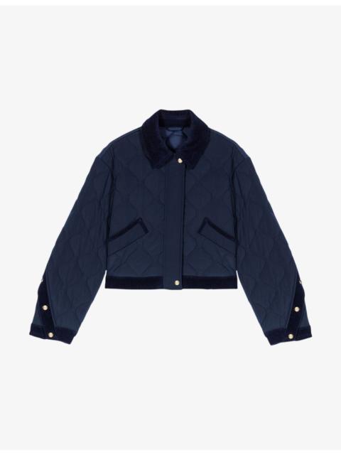 Quilted Velvet-Trim Woven Jacket