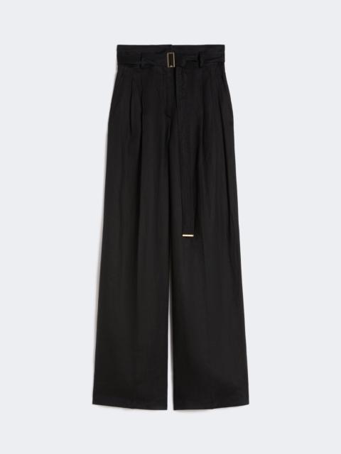 Linen canvas trousers - BLACK