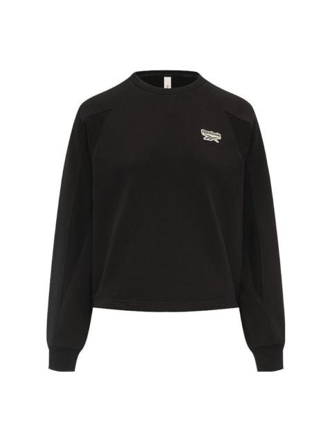 (WMNS) Reebok Round Neck Knitted Loose Casual Pullover Sweatshirt 'Black' 23FRC304WGH0