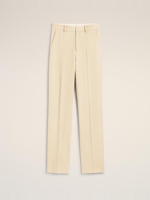 WHITE WOOL LARGE FIT TROUSERS