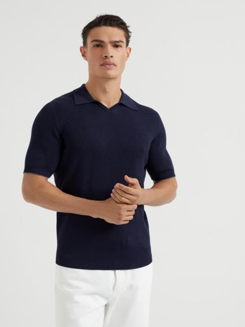 Cotton English rib knit polo