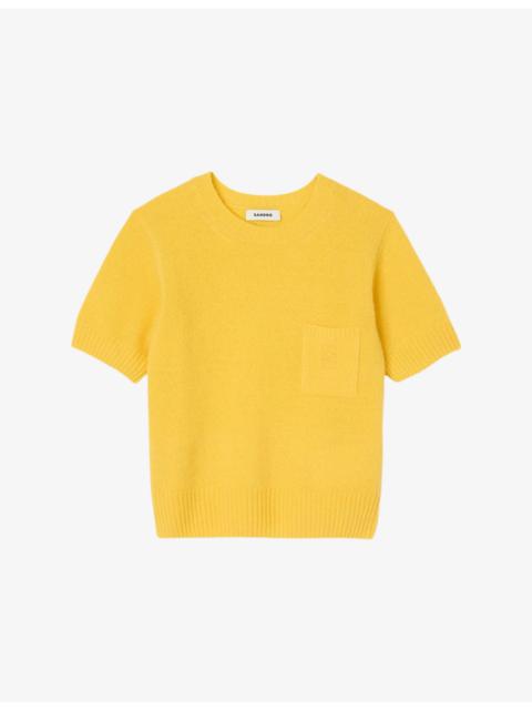 Logo-Embroidered Short-Sleeve Wool Jumper