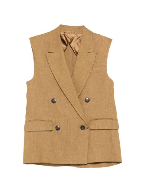 double-breasted sleeveless gilet