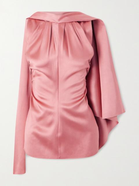 Scarf-detailed Draped Satin Top