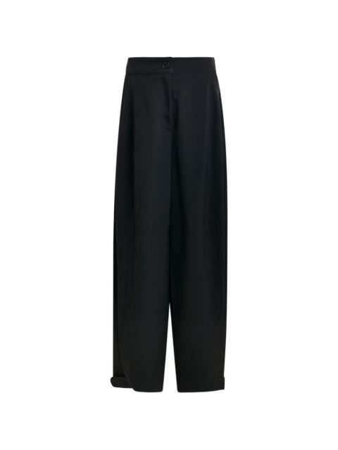 barrel-leg pleated trousers