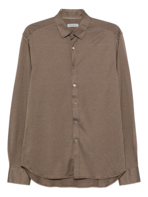 long-sleeve cotton-blend shirt