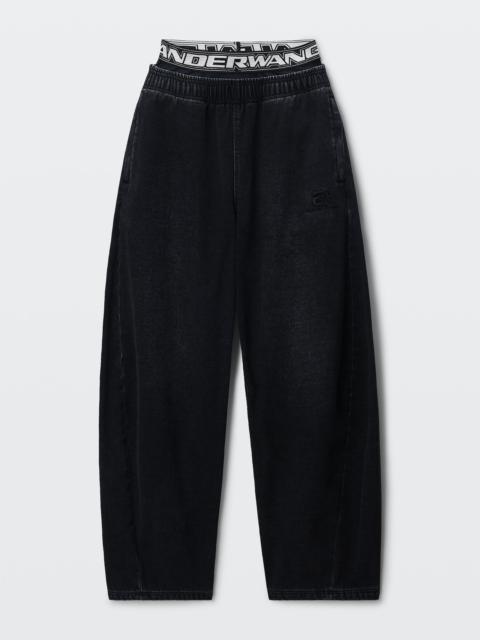 LOGO ELASTIC BRUSHED DENIM SWEATPANT