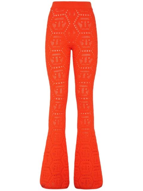 monogram-intarsia bootcut trousers