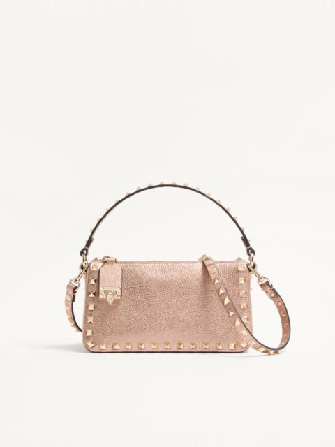 VALENTINO GARAVANI ROCKSTUD SMALL CROSSBODY BAG IN LAMINATED GRAINY CALFSKIN LEATHER