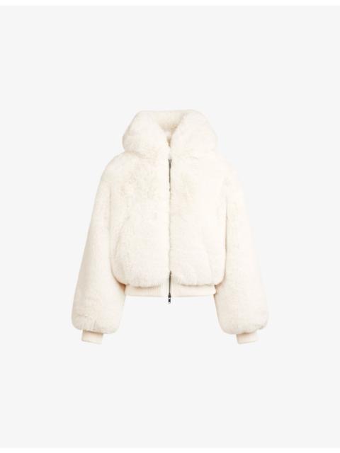 Hooded Zip-Up Faux-Fur Jacket
