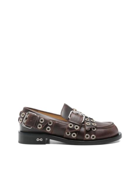 buckle-belt leather loafers