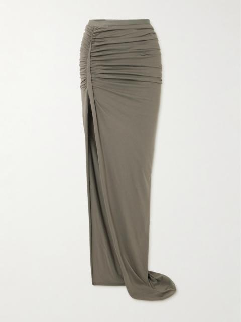 Edfu Asymmetric Ruched Cotton-jersey Maxi Skirt