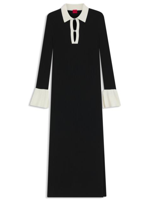KNITTED TUBE DRESS WITH STACKED-LOGO KEYHOLE PLACKET