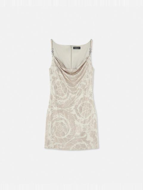 Crystal Barocco Cowl Slip Mini Dress