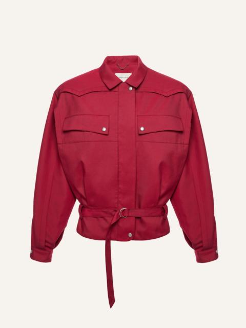 Oversized lyocell jacket in crimson red