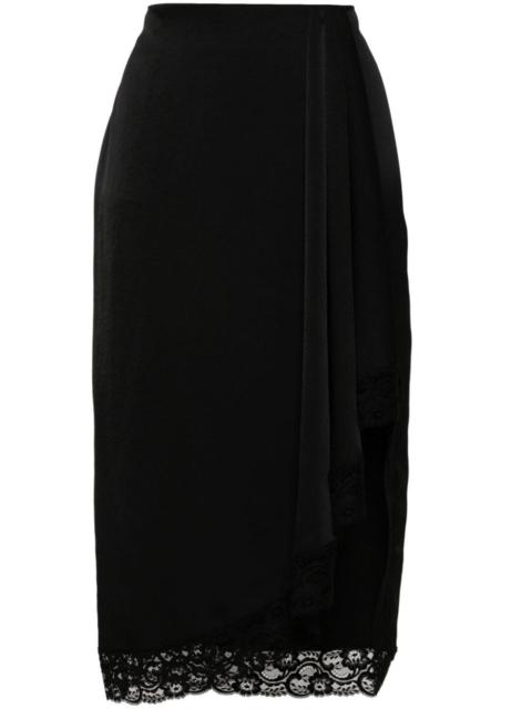 asymmetric lace-detail skirt