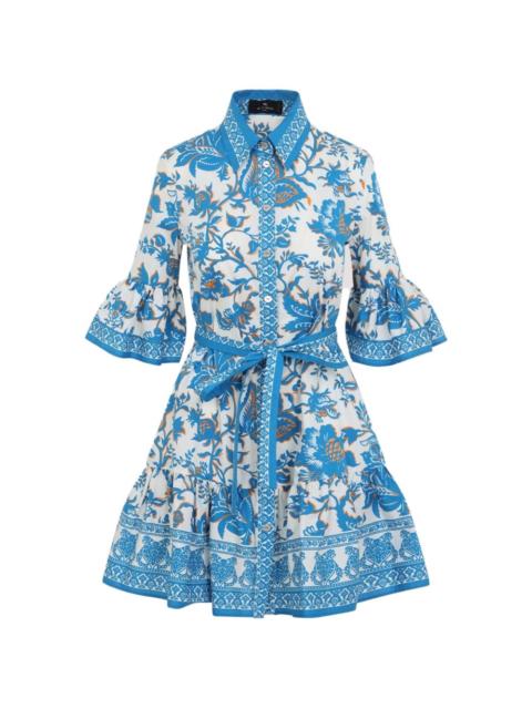 floral-detail bell-sleeve mini dress