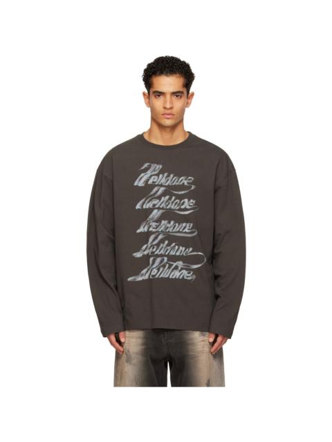 Gray Se11done Multi-Logo Long Sleeve T-shirt