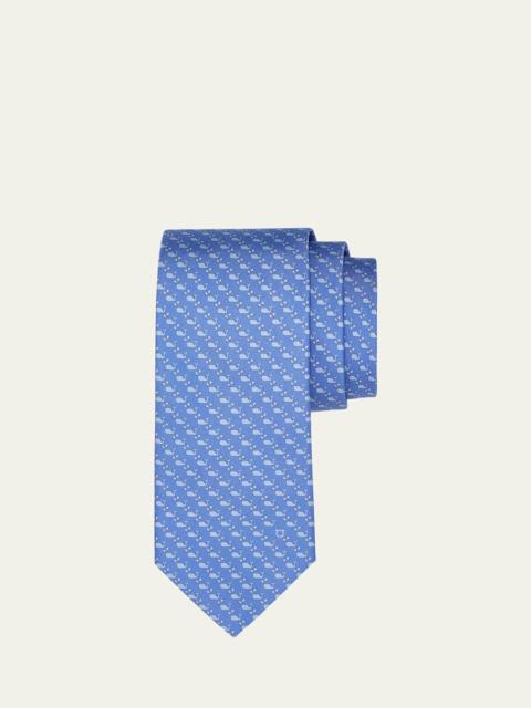 Men's Mini Whale-Print Tie