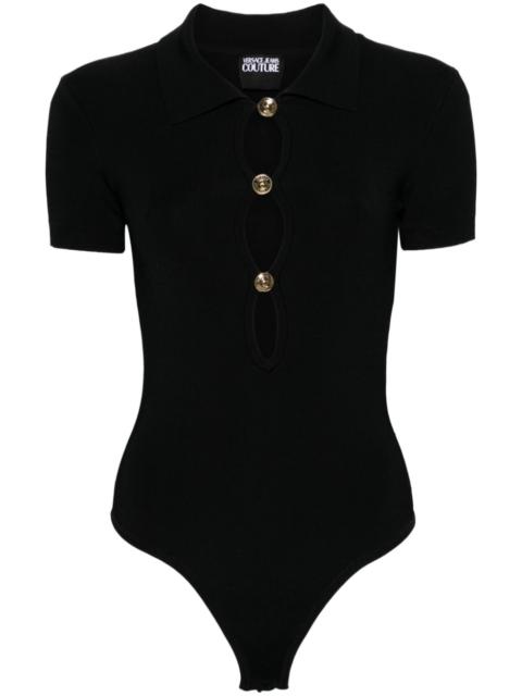 polo-collar knitted bodysuit