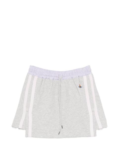 stripe-waist drawstring mini skirt