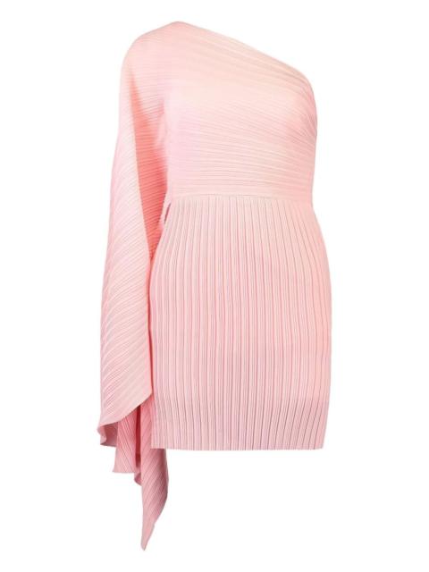 pleated one-shoulder mini dress