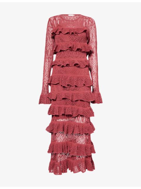 Lace Frill Knit Maxi Dress