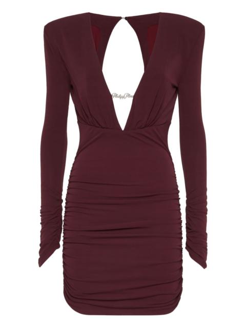 long-sleeved ruched mini dress