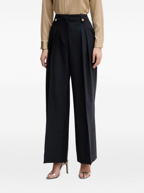 Avery gold-tone button pleated trousers