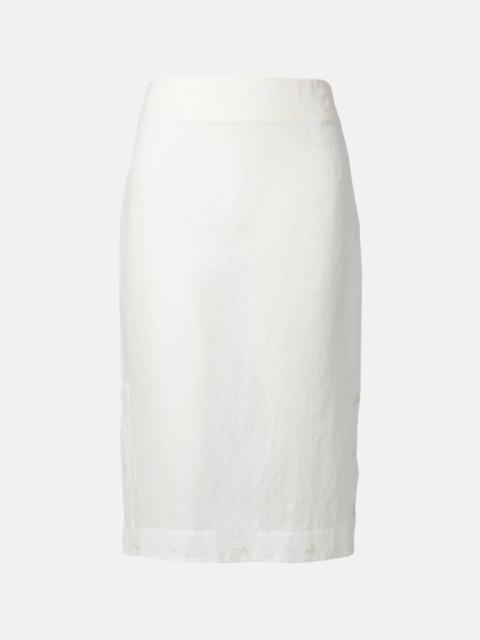 Floral semi-sheer organza pencil skirt
