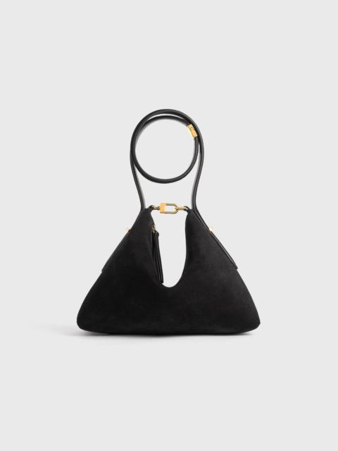 Bevel suede wristlet black
