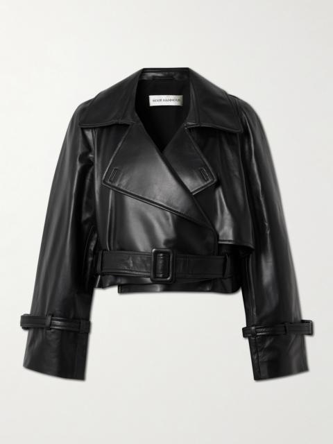 Hatti Cropped Belted Leather Jacket