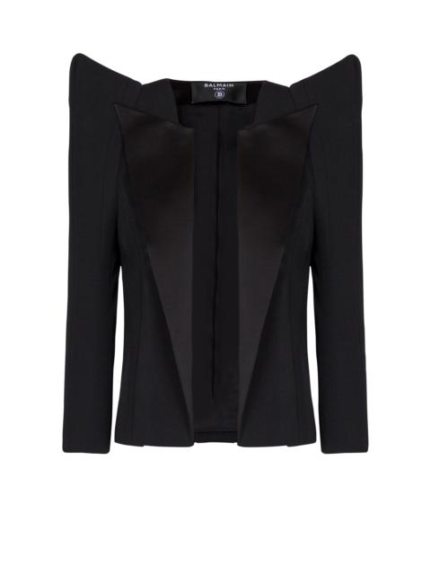 Cropped grain de poudre jacket with structured shoulders