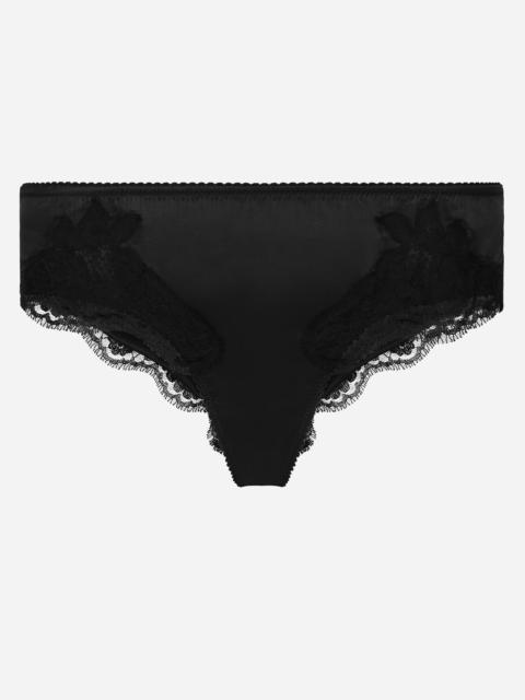 Satin briefs with lace detailing