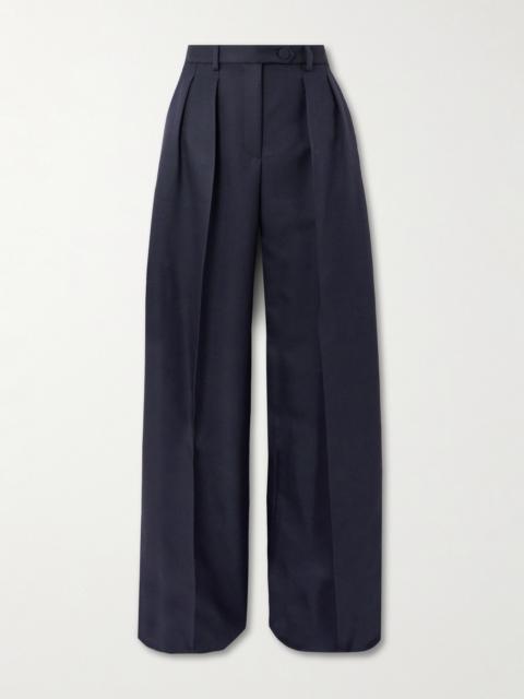 Devin Pleated Wool And Silk-blend Wide-leg Pants