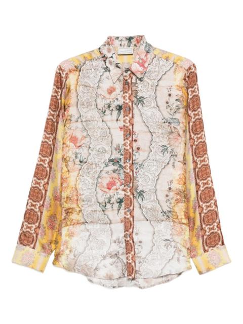 floral lace-detailed shirt