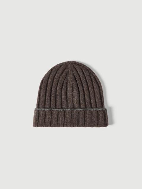 Cashmere rib knit beanie