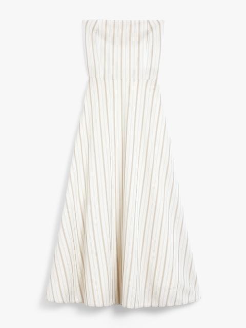 FERVIDA Striped cotton and linen bustier dress
