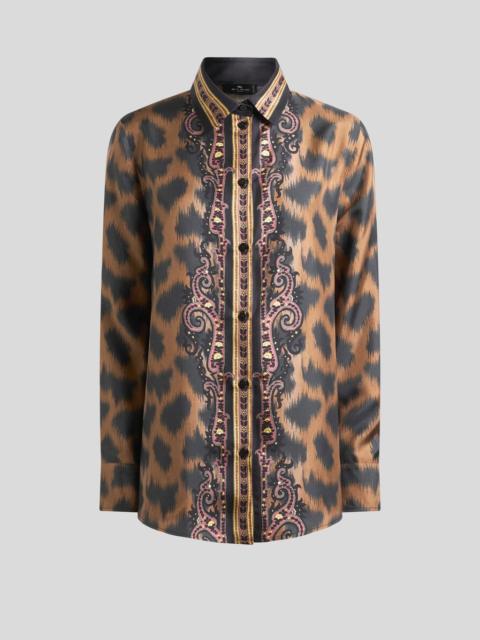 SILK TWILL SHIRT WITH ANIMAL MOTIF