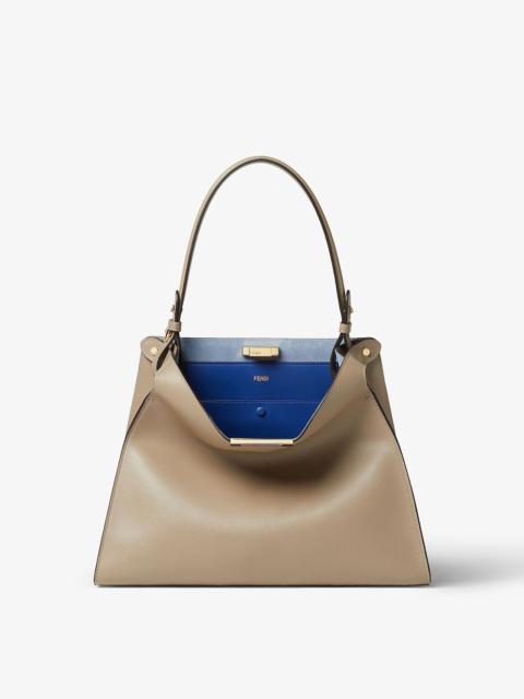 Fendi Way Medium Dove gray leather and neon blue suede bag